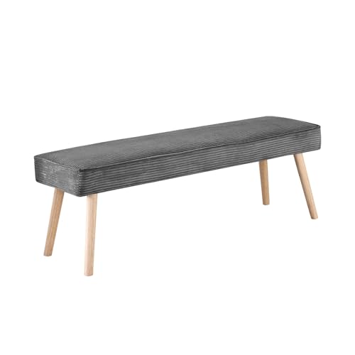 B&D home Sitzbank Emil, Kord Stoff Esszimmerbank 160cm gepolstert Holzbank für Esszimmer, Flur, Garderobe mit Massivholzbeinen, skandinivisch modern Design, Anthrazit, 11308-160-ANTR