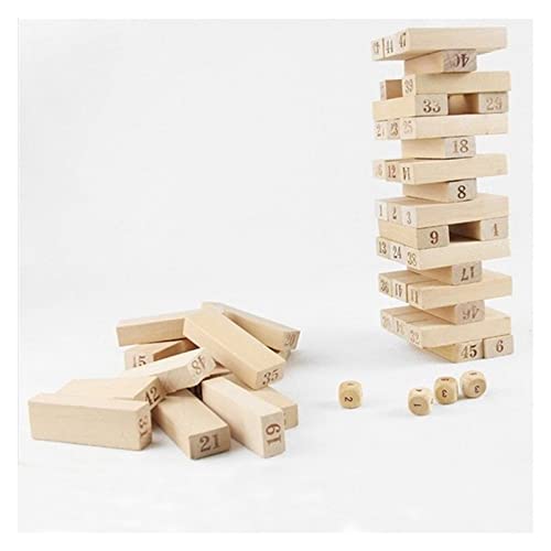 Byhsoep Turmspiel Für Paare - 48 Teile Holzblöcke Mit Challenge-Karten