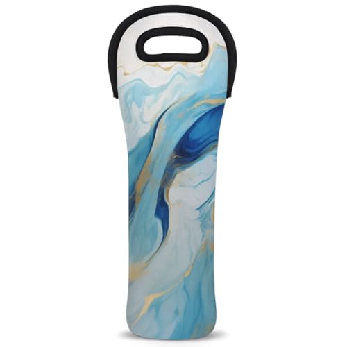 Neoprene Wine Tote Carrier Bag for Wine,Water, Champagne, Beer, Baby Bottles 15.6 x 5.1 Inches, Protective Wine Bag,Luxury Blue