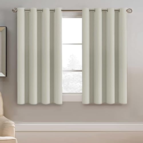 Image of H.VERSAILTEX Blackout Curtain for Living Room Small Window Kitchen Blackout Curtains 45 inch Length Energy Saving Solid Grommet Blackout Drape, One Panel, Pale Oak, 52 inch W x 45 inch L