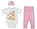 Kleines Kleid Baby Mädchen 3-teiler Set mit Hose kurz-arm Body Mütze Bambi Rehkitz in Größe 56 62 68 74 80 (Modell 1, 62)