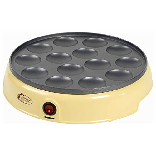 Bestron Appareil à Poffertjes (Profiteroles) au Design Rétro, Mini Crêpier avec Revêtement Anti-Adhésif, Sweet Dreams, 800 Watts, Couleur: Jaune