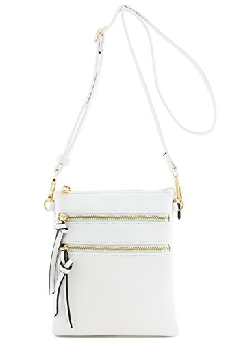Image of Isabelle Small Lightweight Shoulder Bag for Women, Mini Multi Zipper Pocket Crossbody Handbag with Adjustable strap
