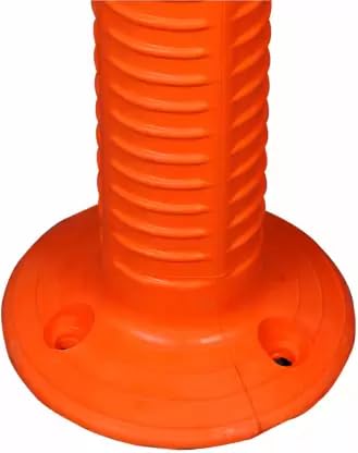 Image of Ladwa Flexible Plastic Spring Post Barrier (Pack of 8) High Grade Elastomeric Polymer Material With 3 White Reflective Tapes Easy To Install Safety T-Top Bollard Barrier Parking Block (Orange)