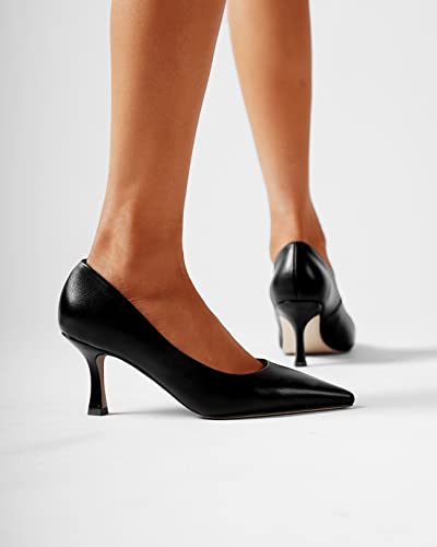 FOGEENA Womens Casual Pointed Toe Office Matte Slip On Stiletto High Heel Pumps Shoes 2.5 Inch3