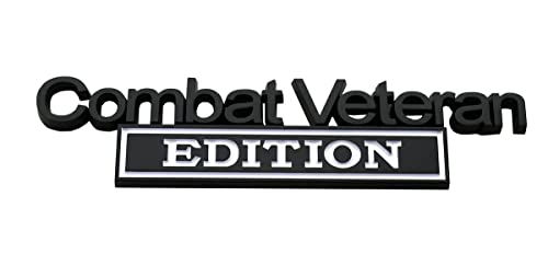 Image of 1pc Combat Veteran Edition Emblems 3D Raised Decals Exterior Truck Stickers Fender Veteran Badges Replacement for F150 F250 F350 Chevy Silverado 1500 2500 Chevrolet C10 C15 (Black White)
