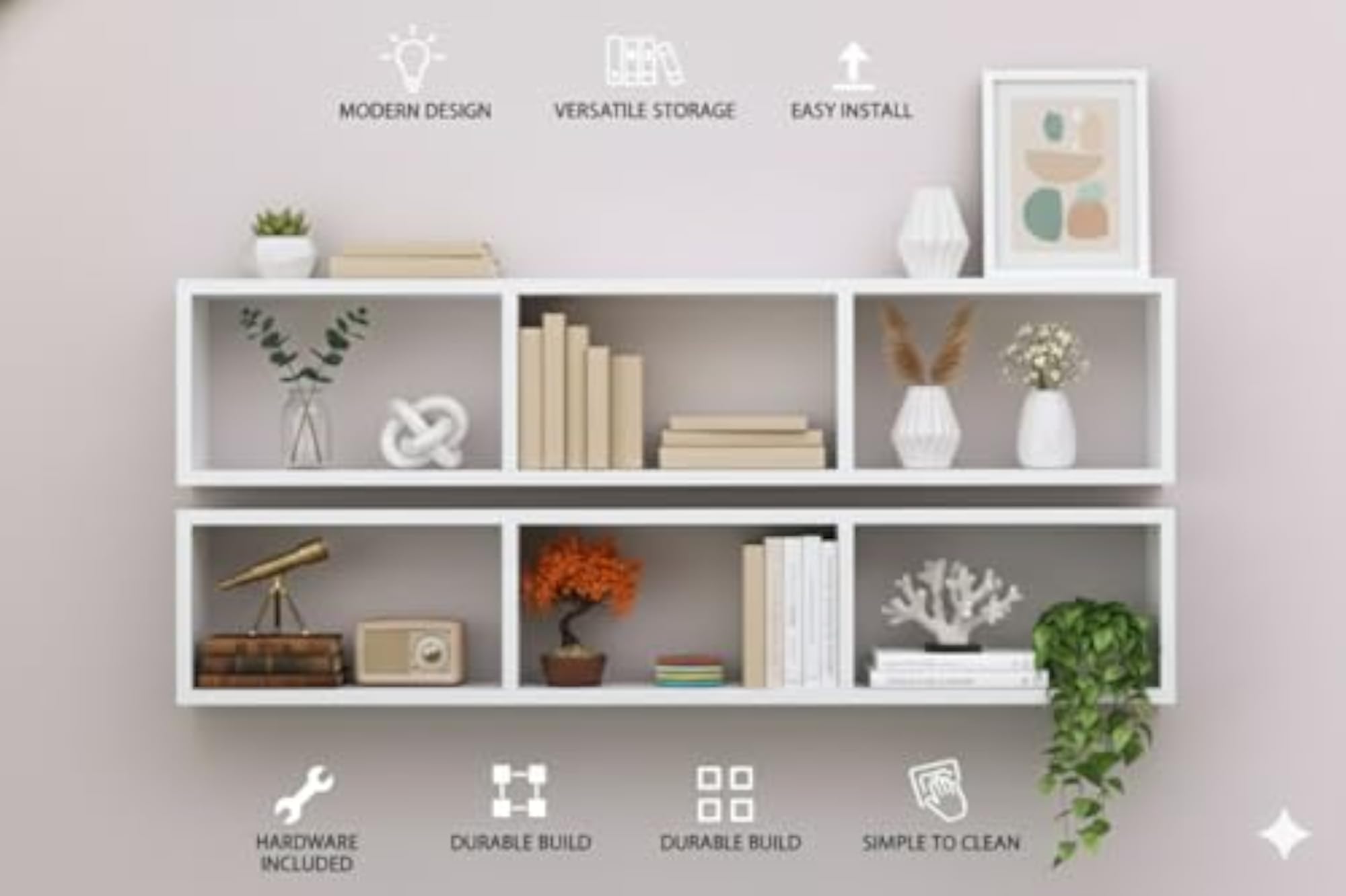 Multipurpose White Decorative Wooden Hanging Rack for Office