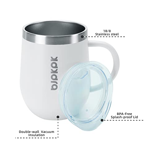 Image of BJPKPK 2PCS Insulated Coffee Mug with Lid, 12oz Stainless Steel Tumbler | Travel Coffee Mug with Handle, Vacuum Insulated Tumbler Cup for Camping, Office, Home, BPA Free Lid, Hot & Cold