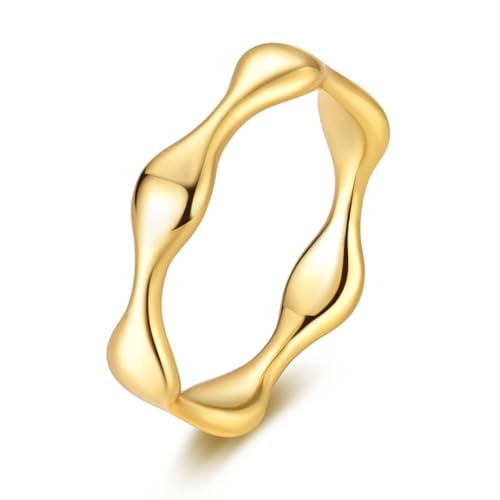 Hapour 925 Sterling Silver Ring for Women, Simple Statement Eternity Rings Modern Geometric Everyday Unique Wedding Band Stackable Rings Size 8