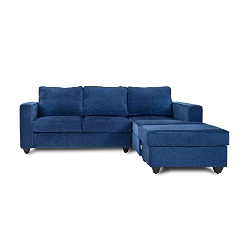 Image of Wakefit Sofa Set | 3 Year Warranty | Sofa 2 Seater, 2 Seater Sofa for Living Room, Wooden Sofa Set, Couch Sofa for Living Room, Sofa for Living Room - Napper(Malphino : Cobalt Blue)