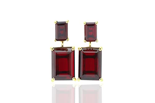Boucles d'oreilles grenat et or rempli pendantes pour femme chic et élégante