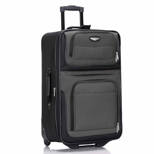 Travel Select Amsterdam 25-Inch Softside Expandable Rolling Upright Luggage, Lightweight 2-Wheel Suitcase with Push-Button Handle, Gray2