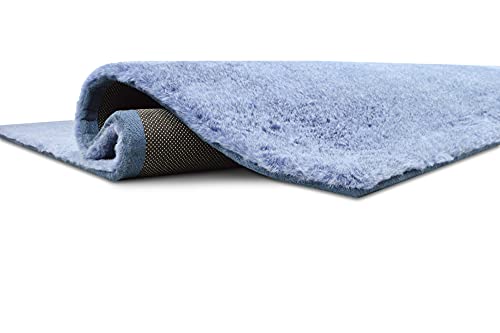 Tapete Fur Faux 5'x7' Azul Denim Suave Antideslizante miniatura 6