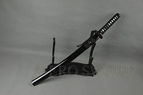YL Sword Black Peacock Japanese Samurai Sword Full Tang T10 Steel Wakizashi Black Blade