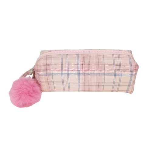 Estojo Escolar Daterra Xadrez QD Rosa