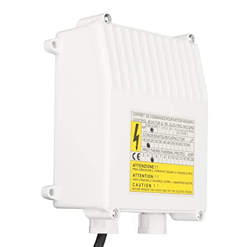 Controlador de Bomba Doméstica - Caja de Control de Bomba de Pozo Profundo con Succión Sumergible y Disyuntor de Protección Térmica (1100W, Enchufe UE 220V)