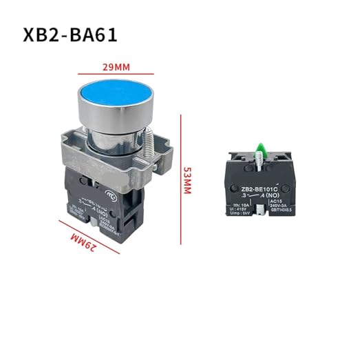 Botón pulsador momentáneo de reinicio automático e interruptor cabeza plana XB2-BA42 5