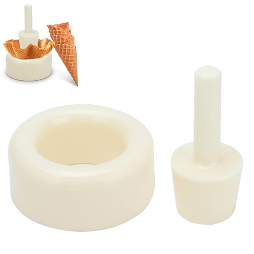 Crispy Waffle Cone Maker - Plastic Waffle Bowl Cone Mold & Roller - Ice Cream Maker Accessory
