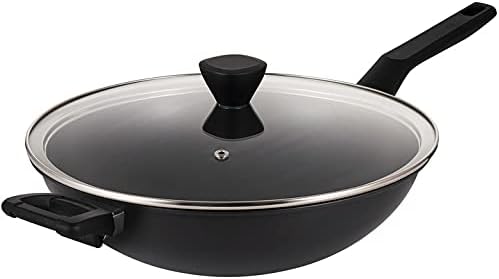EPPMO Hard-Anodized Wok Pan, Nonstick Scratch Resistant Stir Fry Pans with Lid & Stay Cool Handle，Dishwasher Safe, 12 Inch