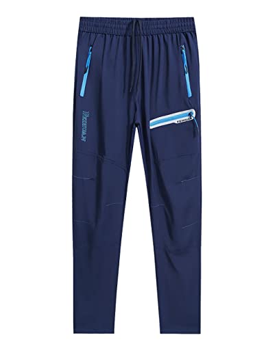 Echinodon Boys Lightweight Pants Kids Quick Dry Elasticated Trousers Outdoor Walking Trousers Blue