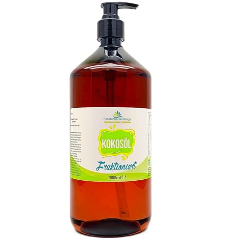 Kokosöl Fraktioniert 1000ml natürlich & rein feuchtigkeitsspendend für alle Hauttypen Gesicht Haare und Hände
