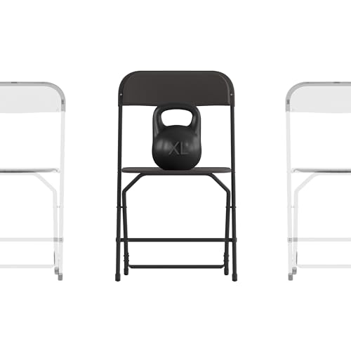 Image of Flash Furniture Hercules Series Big & Tall Stackable Plastic Folding Chairs, Extra Wide Commercial Event Seats, Set of 4, Black