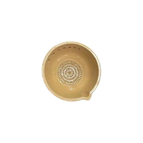 Garlic Grater & Herb Bowl, Handmade Garlic Grinder Plate Multi-Functional Kitchen Tool, Efficient Stoneware Herb Stripper Grater Dish（Seven Hole-Gray）