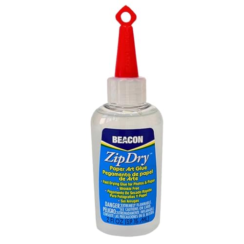 BEACON Zip Dry Fast-Drying Paper Art Glue - Archival Quality, Acid & Lignin Free, Wrinkle-Resistant Adhesive, 2-Ounce