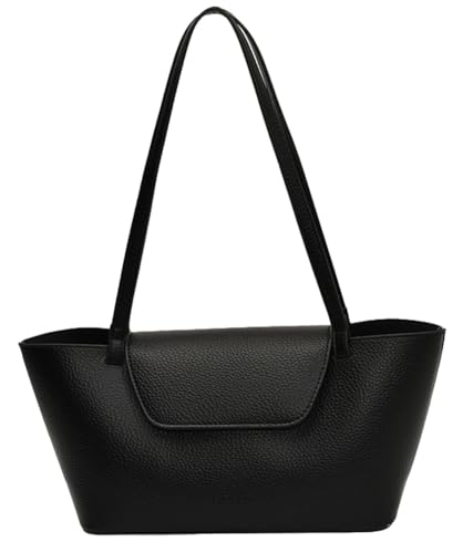 Trendy Vegan Leather Shoulder Bag for Women Large Tote Purse Casual Commuter Handbag Underarm Satchel 2pcs