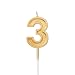 LUTER Gold Glitter Happy Birthday Cake Candles Number Candles Number 3 Birthday Candle Cake Topper Decoration for Party Kids Adults