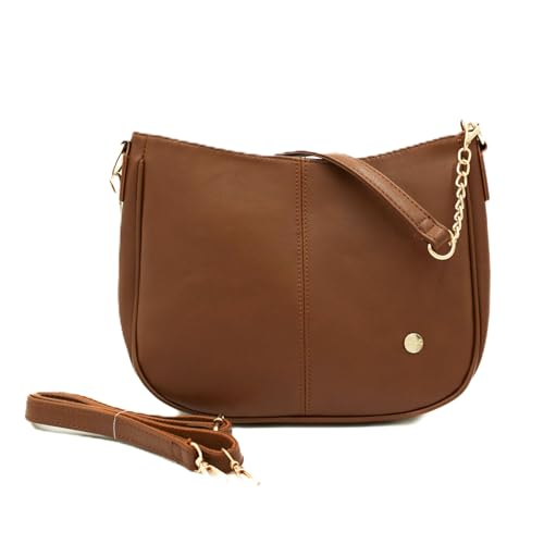 Modern+Chic Crossbody Bags for Women - Marissa Saddle Crossbody, Vegan Leather Shoulder or Handbag with Two Adjustable Straps