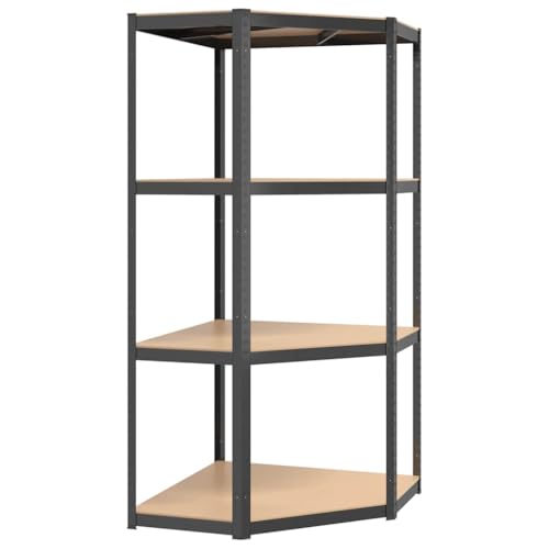 Étagère d'angle en acier et bois robuste anthracite de 160 cm