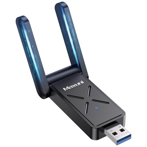 Maxuni USB WiFi Adapter for Desktop PC, AC1300Mbps WiFi Dual Band Network Adapter with 2.4GHz/5GHz,Dual 5Dbi Antennas, Wireless Adapter for Windows11/10/8/7/Vista/XP, USB3.0 Cover