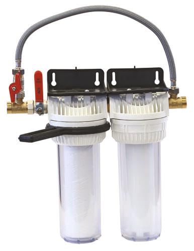 AQUAWATER - Station Filtre Double Anti-Tartre Avec By-Pass - Ø9''3/4 - Équerre De Fixation Et Clé De Desserrage Incluses - Blanc - Débit Max 1,5 m3/h - Pression Max 4 Bar