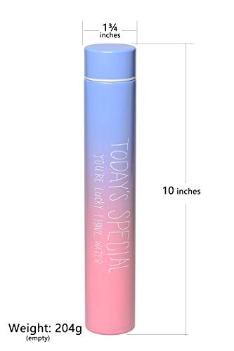 Insulated Water Bottle, Coffee Thermos Mug, Double Wall Vacuum Insulation, Skinny Mini Slim Stainless Steel Water Bottle, 8.5 Oz (Gradient Blue 250ml)