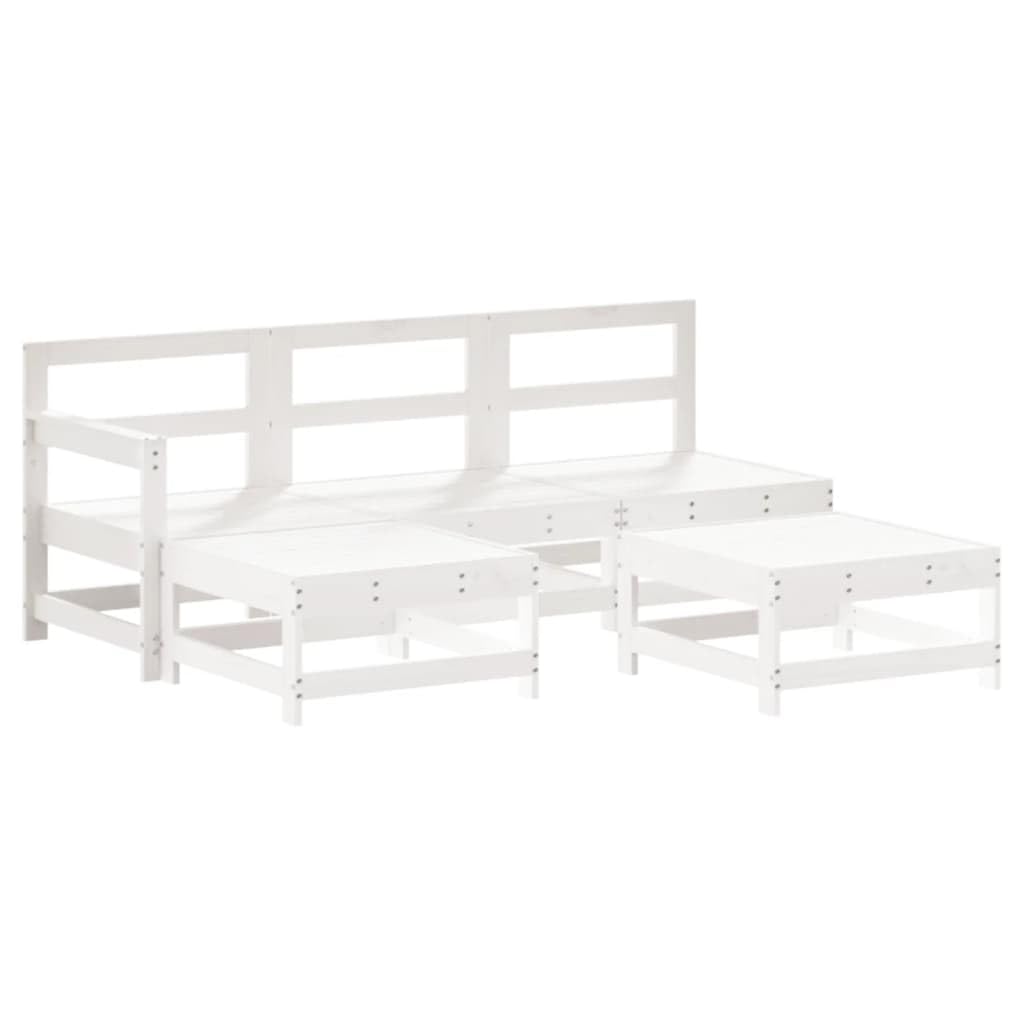 ShGaxin Juego de sofás de jardín 5 Piezas Madera Maciza de Pino Blanco, Sofa Jardin Exterior, Sofa Jardin Terraza, Sofas De Terraza, Muebles Jardin Exterior - 3186544