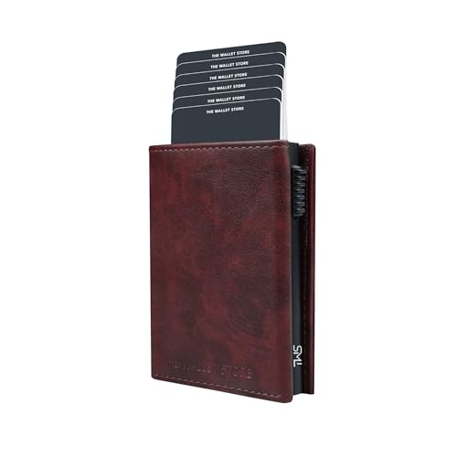 Image of The Wallet Store Defender RFID Protected Wallet | Pop-up Card Holder | Scan Proof Wallets for Men | Aluminium Case | Up to 8 Cards | Credit & Debit Card Holder (Wine)