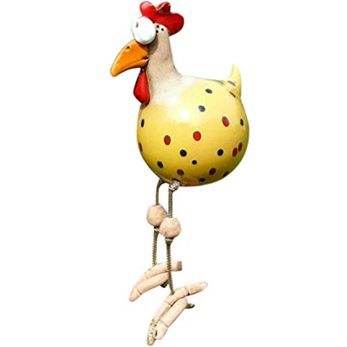 Hidyliu 1pcs Gartendeko Huhn, Handarbeit Gartendeko, Huhn Deko Handarbeit Gartenstatuen, Osterdeko, Muttertagsgeschenk, Harz- und Keramikmaterialien, für Outdoor Garten Hinterhof Rasen Pfähle(Gelb) Cover