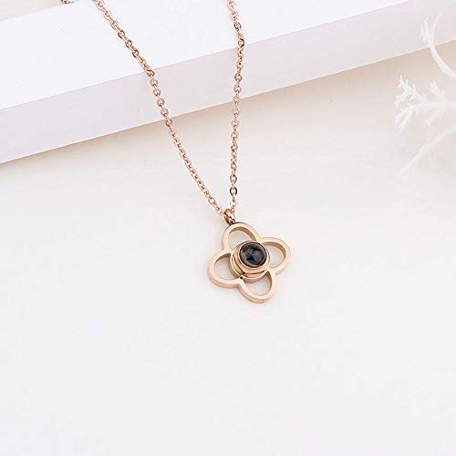 Preisvergleich Produktbild Frauen Mädchen Schlüsselbein Kette 18 Karat Roségold Halskette, Einfache Anhänger Titan Stahlkette-K6