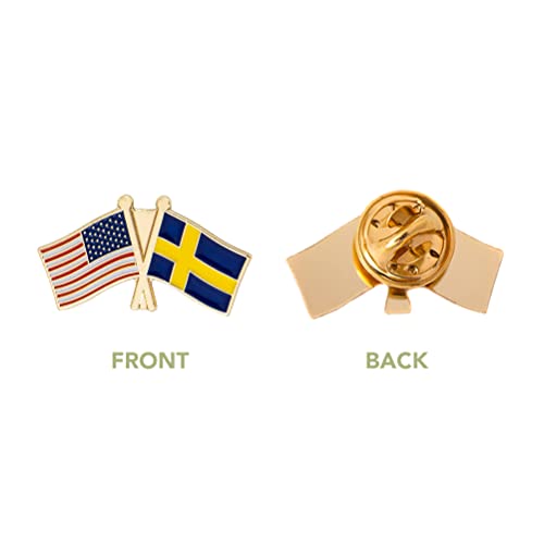 Image of Desert Cactus Sweden Flag Lapel Pin SWE Sweden Made of Metal for Formal Wear, Bag and Hat Jewelry, and Tie Tack (Double Pin)