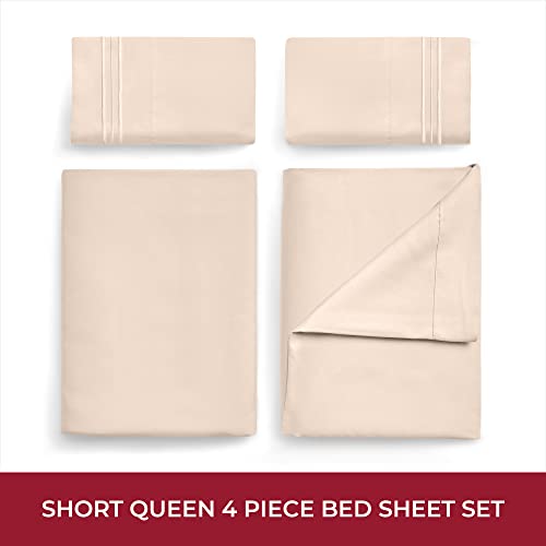 Image of Mellanni RV Short Queen Sheets - 4 PC Iconic Collection Bedding | Hotel Luxury, Extra Soft, Cooling Bed Sheets - Deep Pocket up to 10 inch (RV /Short Queen, Beige)