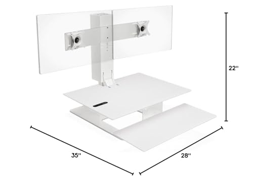 Image of UPLIFT DESK - E7 Electric Standing Desk Converter, White Base, White Eco Worksurface (Dual Monitor)