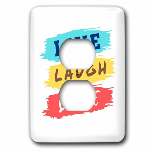 3dRose 3DRose Lourdes - Quote - Image of quote Live love laugh - Light Switch Covers (lsp-388447-6)