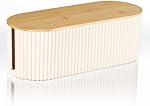 Boîte de gestion de câble avec couvercle en bambou massif, Beige, 32x13x11.2 cm TV Ordinateur USB Système Hub, Couverture & Cacher les bandes de puissance & Cordons