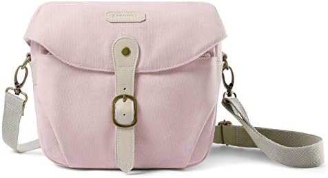 BAGSMART Camera Bag, SLR DSLR Canvas Camera Case, Vintage Padded Camera Shoulder Bag with Rain Cover for Women and Men, pink