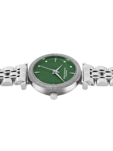 Image of French Connection Textured Green Round Dial with IP Steel Stainless Steel Metal Strap Watch - for Womens FCN0133SM