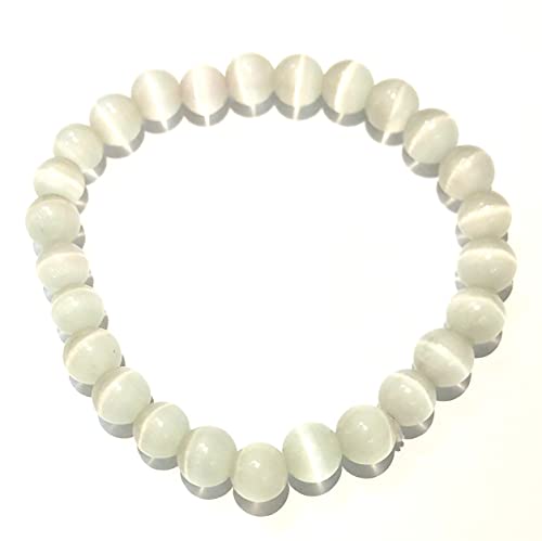 Crystalmiracle Powerful Selenite Beaded Round Bracelet Crystal Healing Fashion Wicca Jewelry Men Women Gift Psychic Energy Health Wealth Handcrafted Accessory Wellness Peace Meditation Love #TOP5