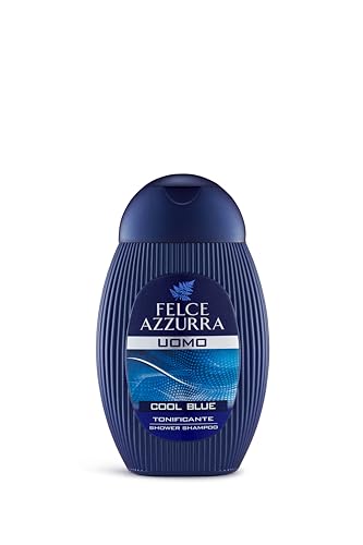 Felce Azzurra - Docciaschiuma e Shampoo Uomo Cool Blue Tonificante, Shampo e Doccia Schiuma 2 in 1 Fresco e Profumato, Gel Detergente Corpo e Capelli, Gel Doccia Agrumato Pompelmo e Bergamotto, 250 ml
