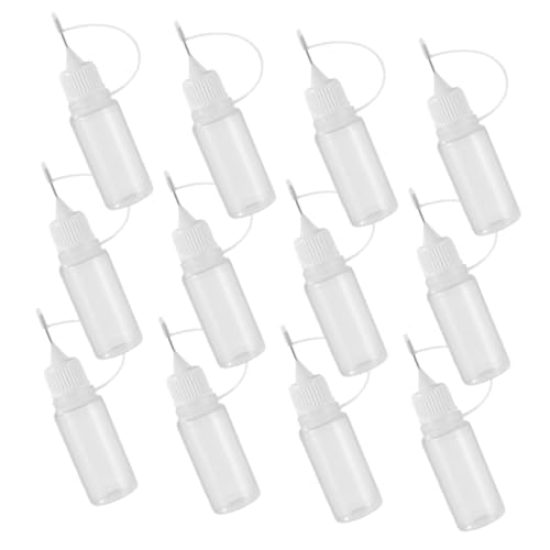 KICHOUSE Precision Glue Applicator Bottles 12pcs Set 5ml Small Plastic Bottles for Oil