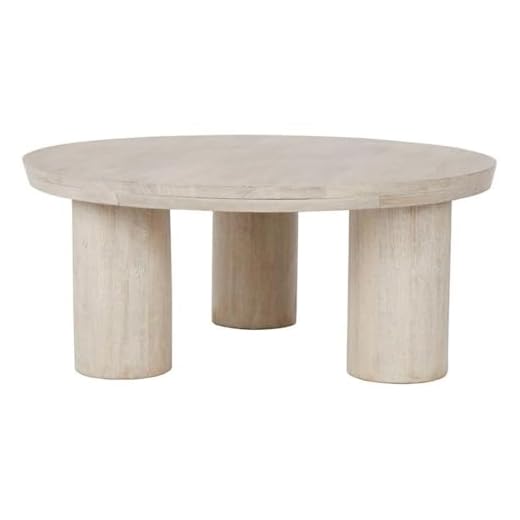 Kosas Home Beau 40x40 Round Mahogany Wood Coffee Table in Sand Brown